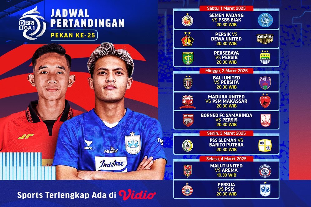 Jadwal Siaran Langsung BRI Liga 1 2024/25 di Vidio Pekan Ini Jadwal Siaran Langsung BRI Liga 1 2024/25 di Vidio Pekan Ini