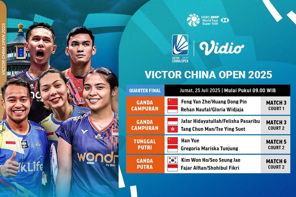 Streaming Victor China Open 2025 Babak Perempat Final di Vidio 