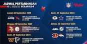 Cek Jadwal dan Nonton NFL Match Week 4: Tayang di Vidio
