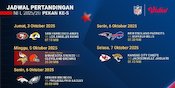 Cek Jadwal dan Nonton NFL Matchweek 5: Eksklusif di Vidio Cek Jadwal dan Nonton NFL Matchweek 5: Eksklusif di Vidio