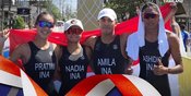 Mantap! Tim Triathlon Indonesia Sapu Bersih 3 Medali Emas Nomor Aquathlon Team Relay SEA Games 2025