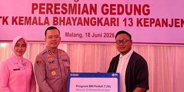 Sambut Hari Bhayangkara ke-80, BRI Kepanjen Salurkan TJSL Rp250 Juta untuk Pembangunan TK Kemala Bhayangkari Polres Malang