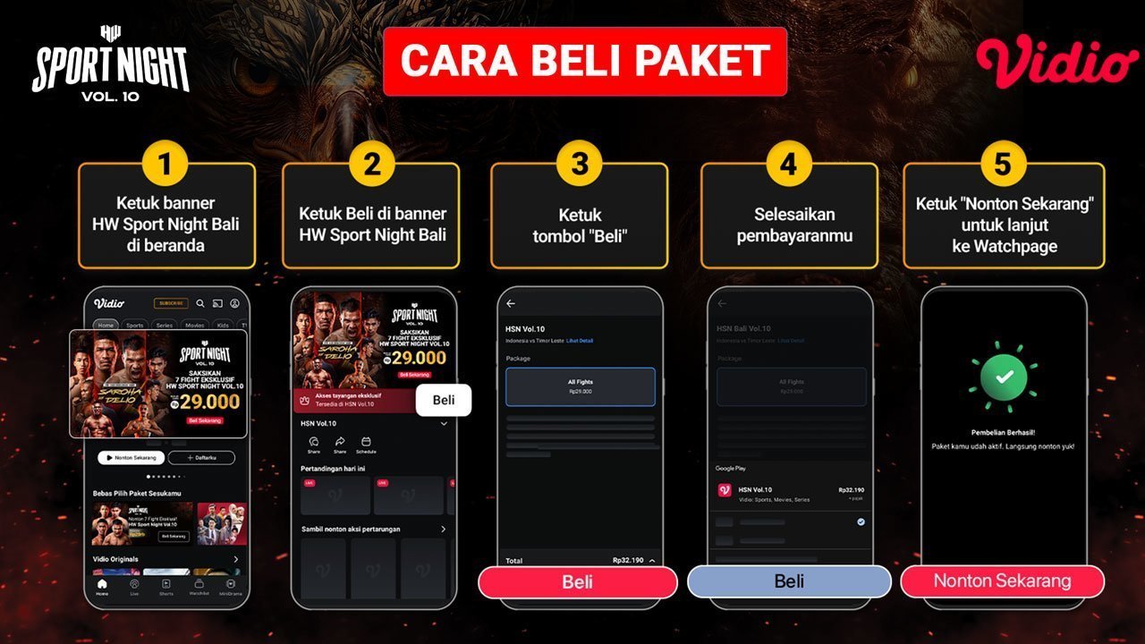 Cara Nonton Streaming HW Sport Night Vol 10: Duel Petarung Indonesia vs Timor Leste di Vidio