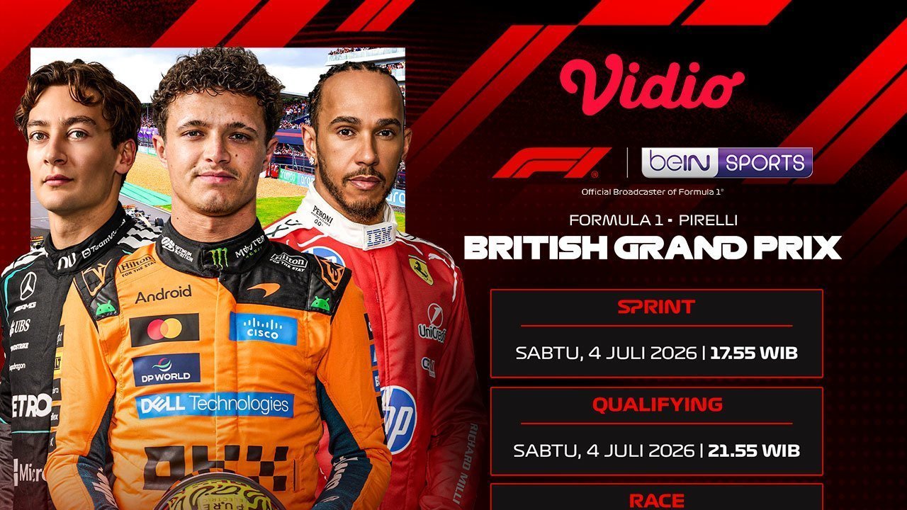 Jadwal Formula 1 Pirelli British Grand Prix 2026: Persaingan Gelar Juara Memanas, Saksikan Eksklusif di Vidio