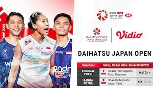 Nonton Daihatsu Japan Open 2026 - Semifinal: Sektor Tunggal Putri Berharap Juara di Vidio Nonton Daihatsu Japan Open 2026 - Semifinal: Sektor Tunggal Putri Berharap Juara di Vidio